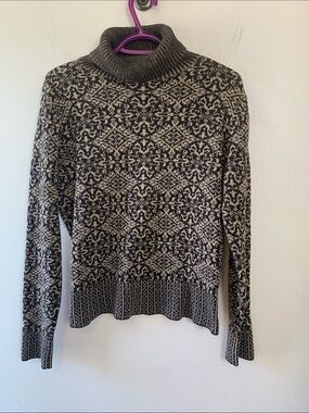 Talbots Vintage NWOT  Black and Cream Nordic-Pattern Turtleneck Sweater